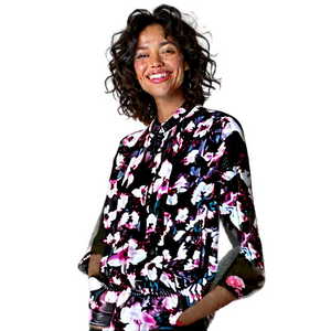 CHARTER Club  Sheer Blouse Black  pink & white  size Large